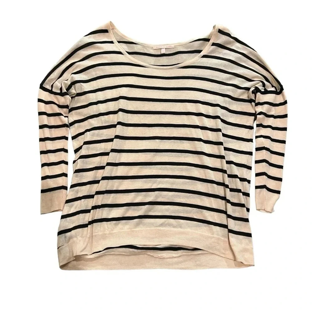 Victoria's Secret XS pink & black striped pull over long sleeve, 100%‎ cotton